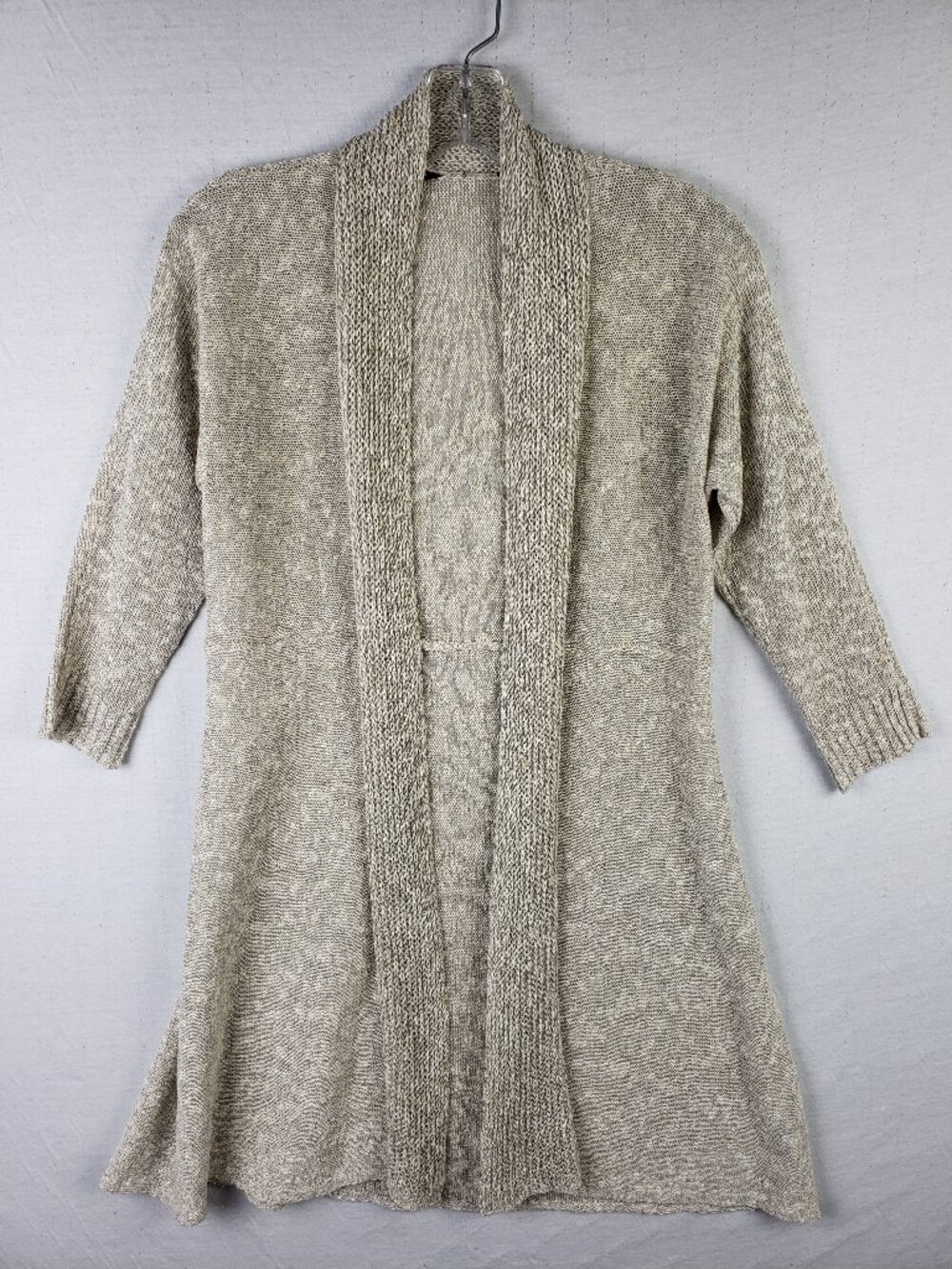 Eileen Fisher Linen Blend Cardigan Duster Open Front Oatmeal size S Minimalist